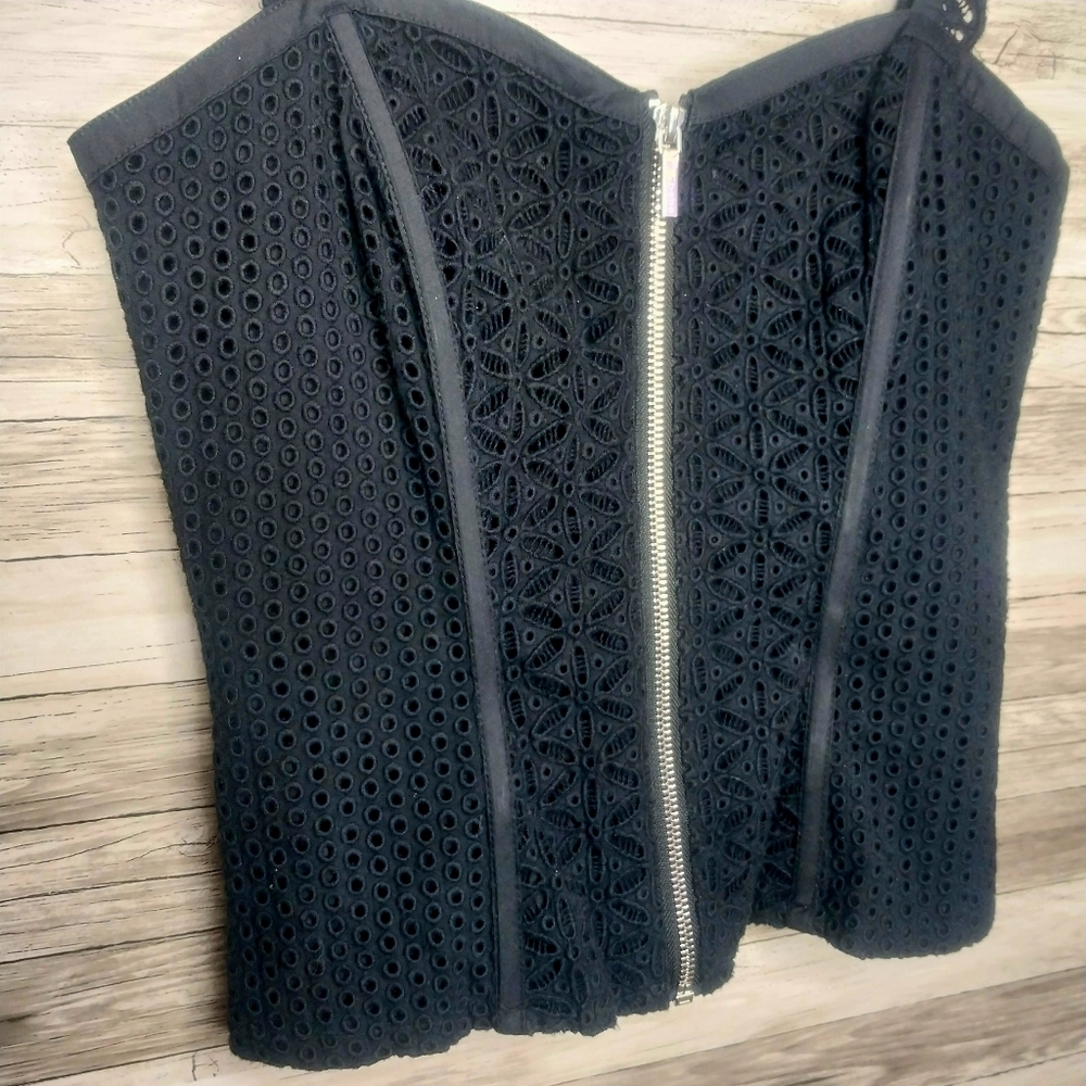 BEBE corset eyelet top size extra small womens - Picture 4 of 13